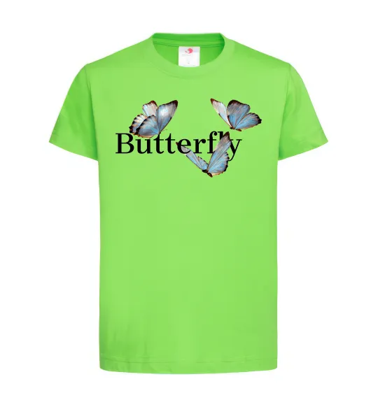 Детская футболка Butterfly напис Лаймовый фото