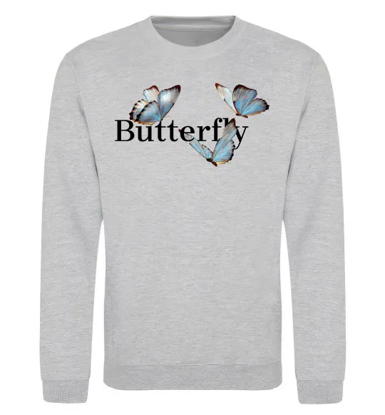 Світшот Butterfly напис Сірий меланж фото