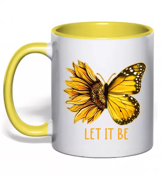 Чашка с цветной ручкой Соняшник-метелик Солнечно желтый фото