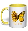 Чашка с цветной ручкой Соняшник-метелик Солнечно желтый фото
