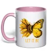 Чашка с цветной ручкой Соняшник-метелик Нежно розовый фото
