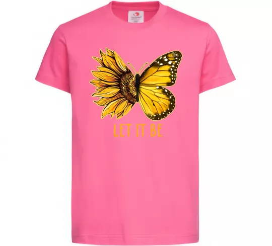 Дитяча футболка Соняшник-метелик Яскраво-рожевий фото