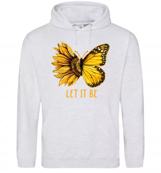 Мужская толстовка (худи) Соняшник-метелик Серый меланж фото