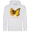 Мужская толстовка (худи) Соняшник-метелик Серый меланж фото