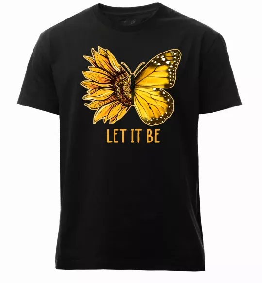 Мужская премиум футболка Соняшник-метелик Черный фото