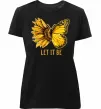 Женская премиум футболка Соняшник-метелик Черный фото