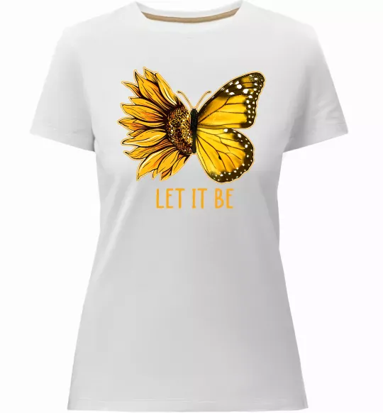 Женская премиум футболка Соняшник-метелик Белый фото