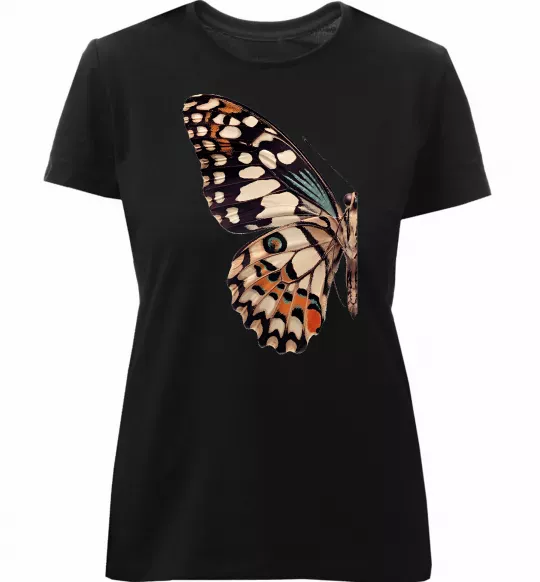 Женская премиум футболка Парусник Демолей крило Черный фото