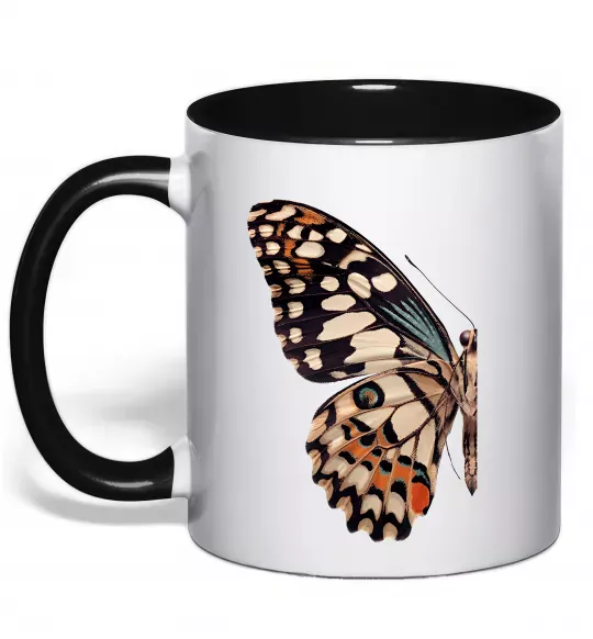 Чашка з кольоровою ручкою Парусник Демолей крило Чорний фото