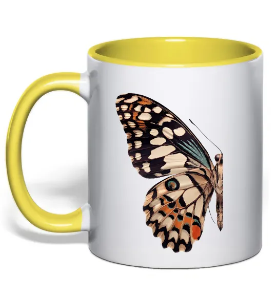 Чашка с цветной ручкой Парусник Демолей крило Лимонный фото