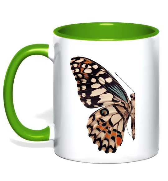 Чашка с цветной ручкой Парусник Демолей крило Лаймовый фото