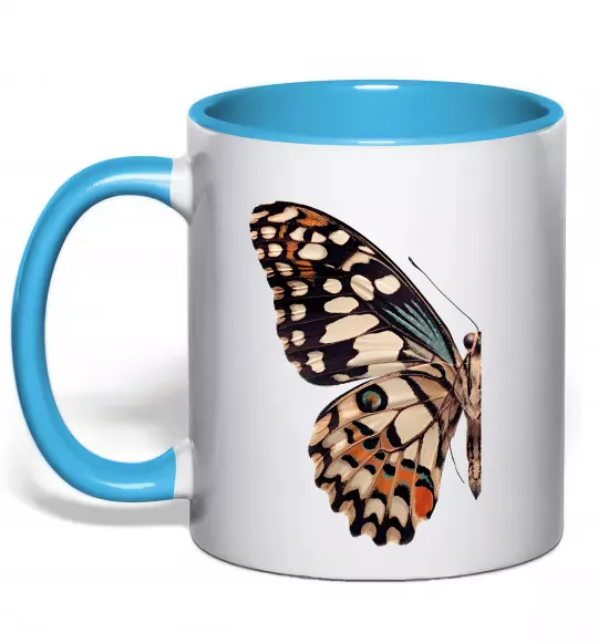 Чашка з кольоровою ручкою Парусник Демолей крило Блакитний фото