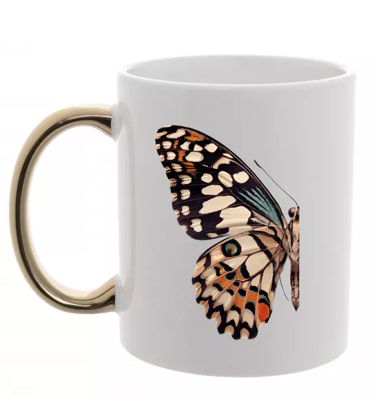 Чашка з кольоровою ручкою Парусник Демолей крило Золото фото