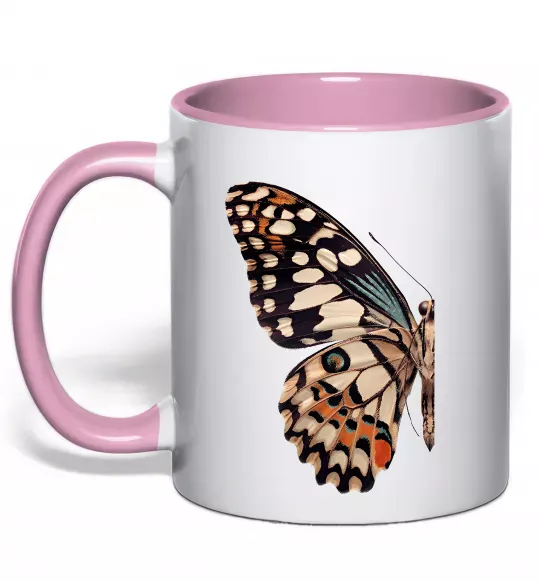 Чашка з кольоровою ручкою Парусник Демолей крило Ніжно рожевий фото