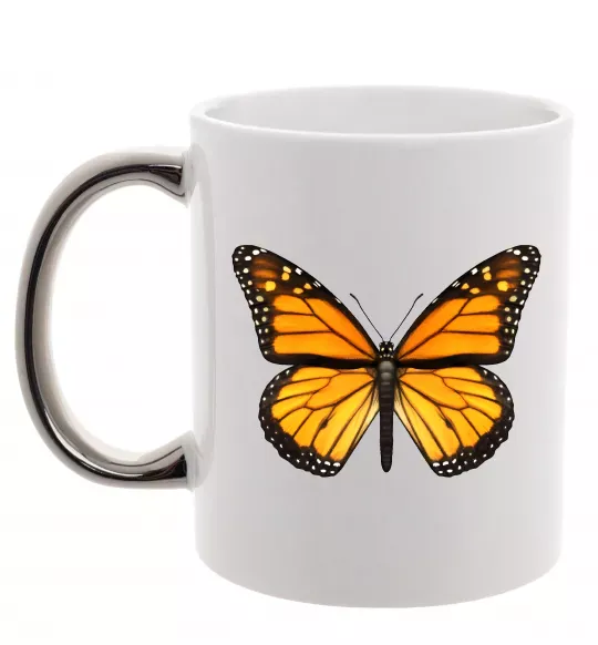 Чашка с цветной ручкой Монарх Серебро фото