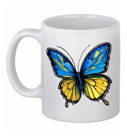 Чашка керамическая Метелик жовто-блакитний