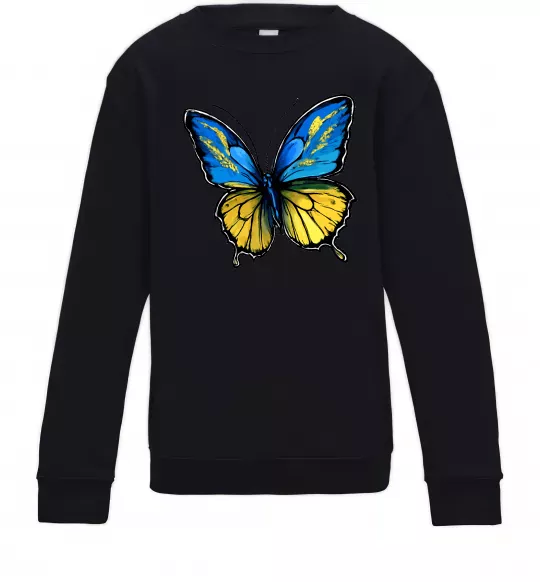 Детский Свитшот Метелик жовто-блакитний Черный фото