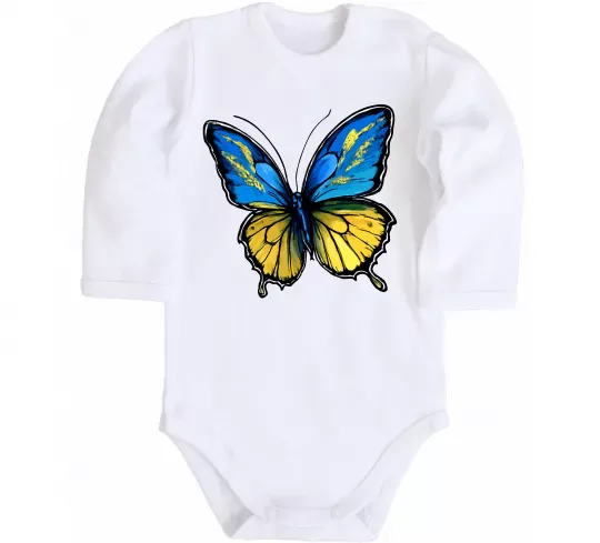 Детский боди Метелик жовто-блакитний Белый фото