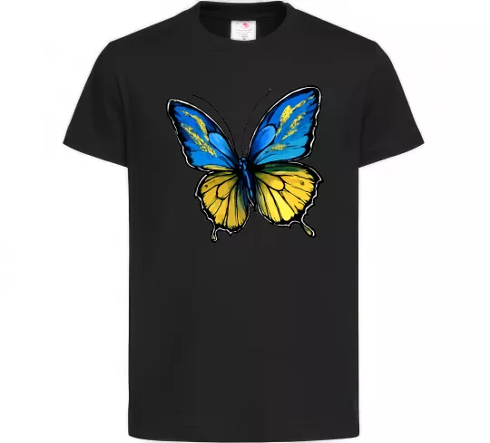 Детская футболка Метелик жовто-блакитний Черный фото