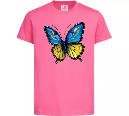 Детская футболка Метелик жовто-блакитний Ярко-розовый фото