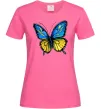 Женская футболка Метелик жовто-блакитний Ярко-розовый фото
