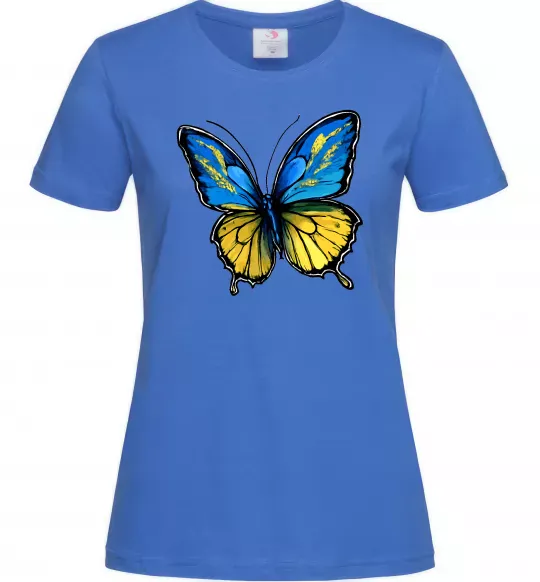Женская футболка Метелик жовто-блакитний Ярко-синий фото