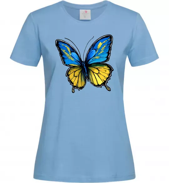 Женская футболка Метелик жовто-блакитний Голубой фото