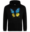 Мужская толстовка (худи) Метелик жовто-блакитний Черный фото