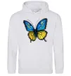 Мужская толстовка (худи) Метелик жовто-блакитний Серый меланж фото