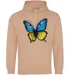 Мужская толстовка (худи) Метелик жовто-блакитний Песочный фото
