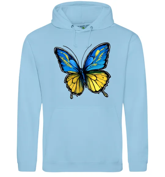 Мужская толстовка (худи) Метелик жовто-блакитний Голубой фото