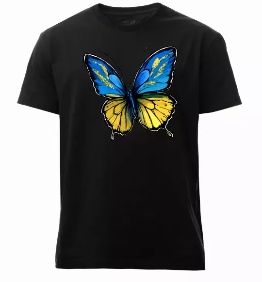 Мужская премиум футболка Метелик жовто-блакитний Черный фото