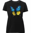 Жіноча преміум футболка Метелик жовто-блакитний Чорний фото