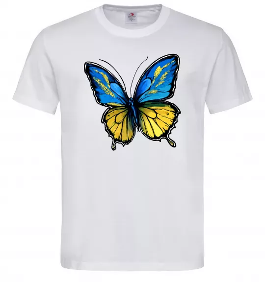 Мужская футболка Метелик жовто-блакитний Белый фото