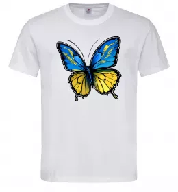 Мужская футболка Метелик жовто-блакитний Белый фото
