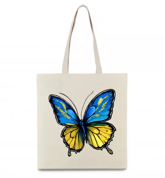 Еко-сумка Метелик жовто-блакитний Бежевий фото