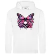 Чоловіча толстовка (худі) Метелик череп та троянди Білий фото