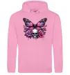 Женская толстовка (худи) Метелик череп та троянди Розовый фото