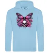 Женская толстовка (худи) Метелик череп та троянди Голубой фото
