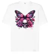 Футболка Оверсайз Метелик череп та троянди Белый фото