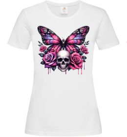 Жіноча футболка Метелик череп та троянди