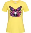 Жіноча футболка Метелик череп та троянди Лимонний фото