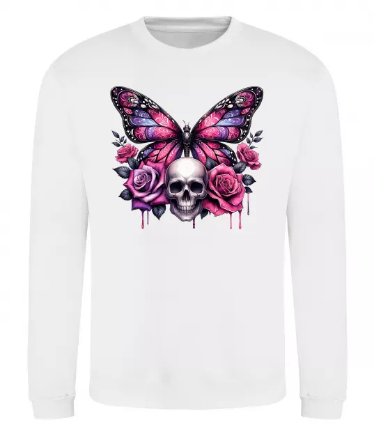 Свитшот Метелик череп та троянди Белый фото