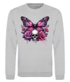 Свитшот Метелик череп та троянди Серый меланж фото