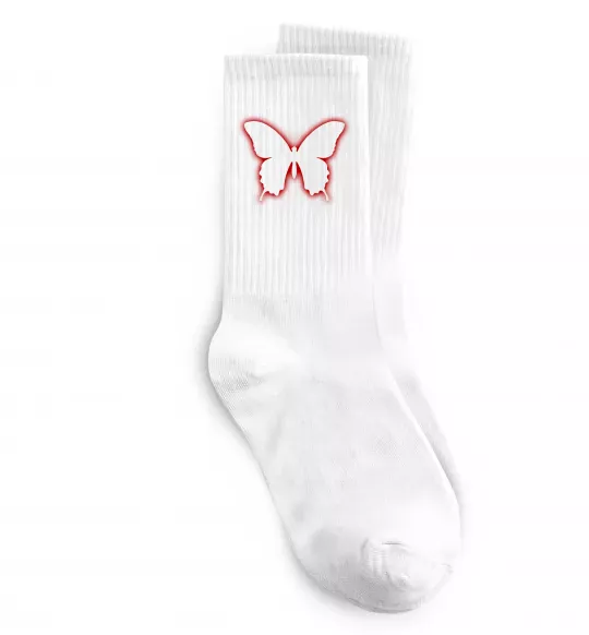 Шкарпетки Неоновий силует метелика Білий фото