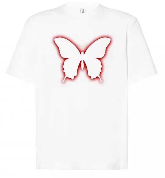 Футболка Оверсайз Неоновий силует метелика Белый фото