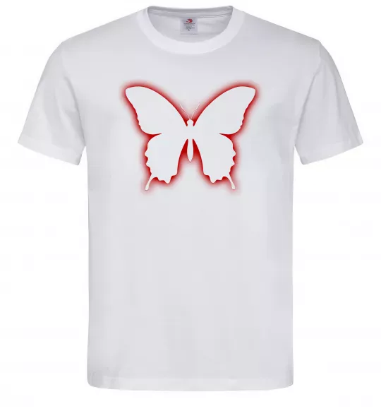 Мужская футболка Неоновий силует метелика Белый фото