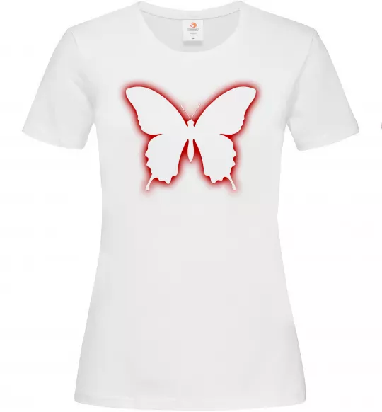 Женская футболка Неоновий силует метелика Белый фото