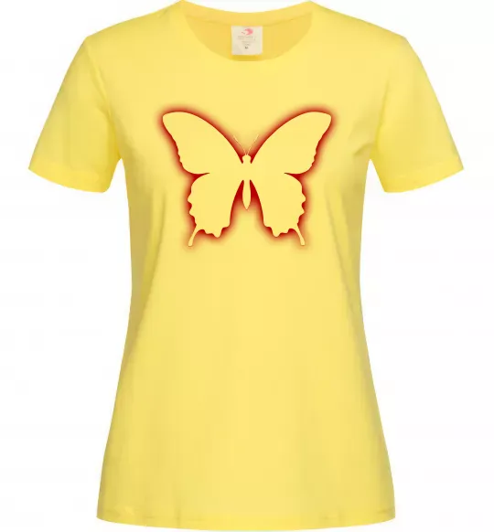 Женская футболка Неоновий силует метелика Лимонный фото