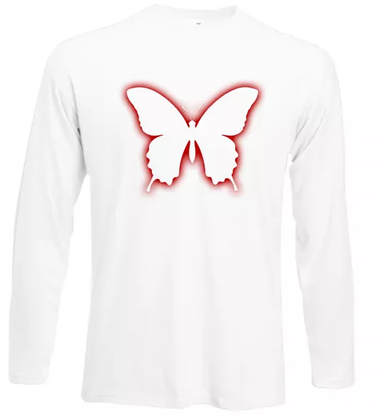 Лонгслів Неоновий силует метелика Білий фото